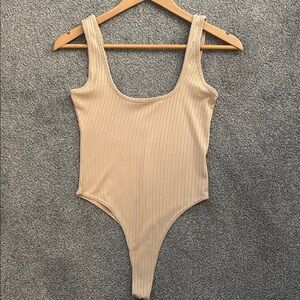 PrettyLittleThing Women's Tan Ribbed Bodysuit Tank Top